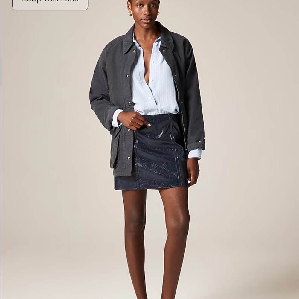 J. Crew Navy Blue Faux Leather Mini Skirt